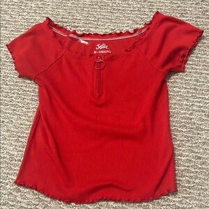 Justice Red Ribbed Women's Top